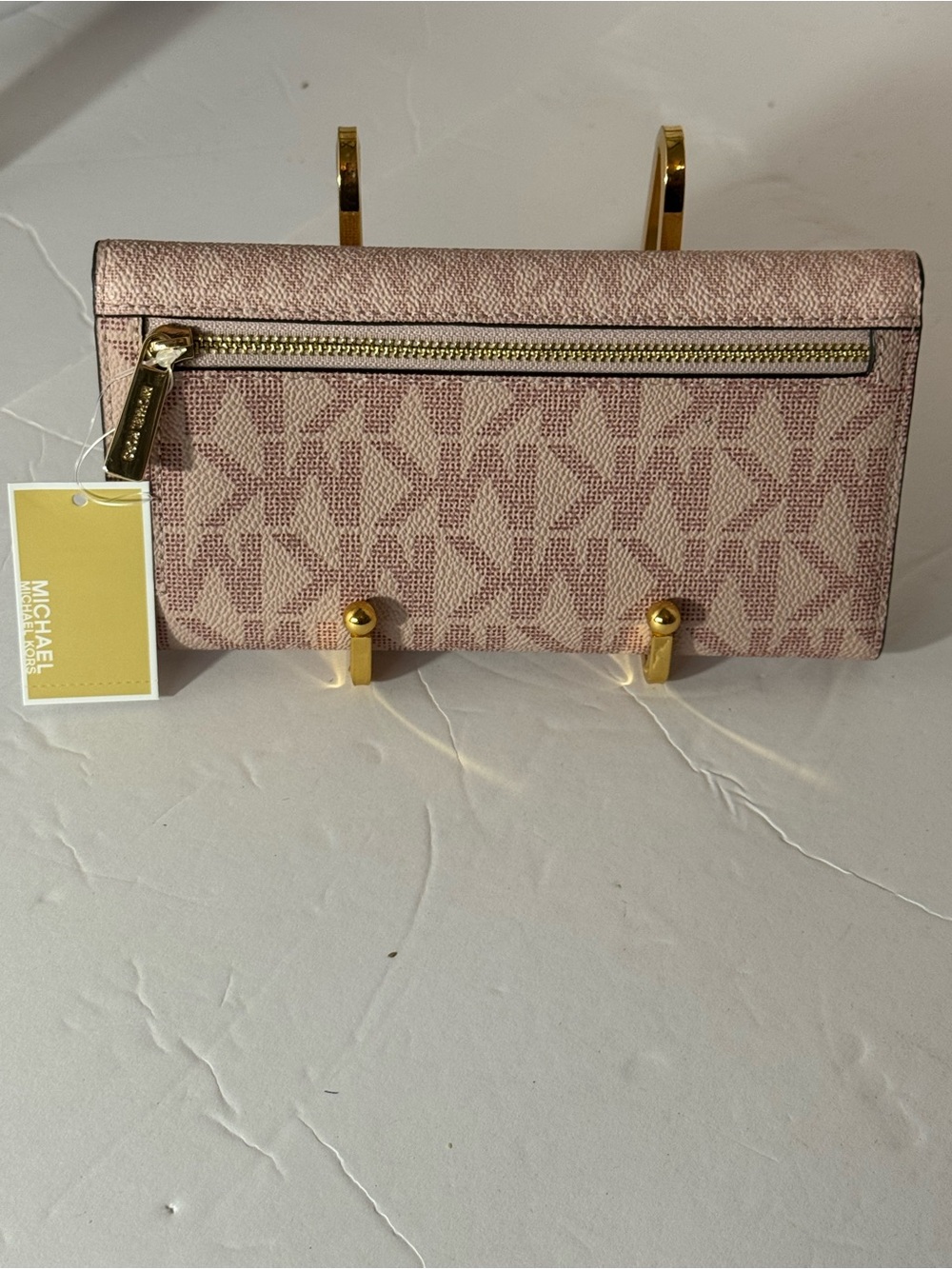 NWT Michael Kors Jet Set Large Trifold Wallet Powder Blush MK Logo - Picture 5 of 10